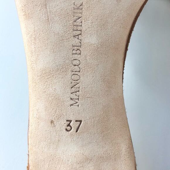 Manolo Blahnik Vintage Chain Link Brown Suede Kitten Heel Pointed Toe Mules 37 - Picture 11 of 12